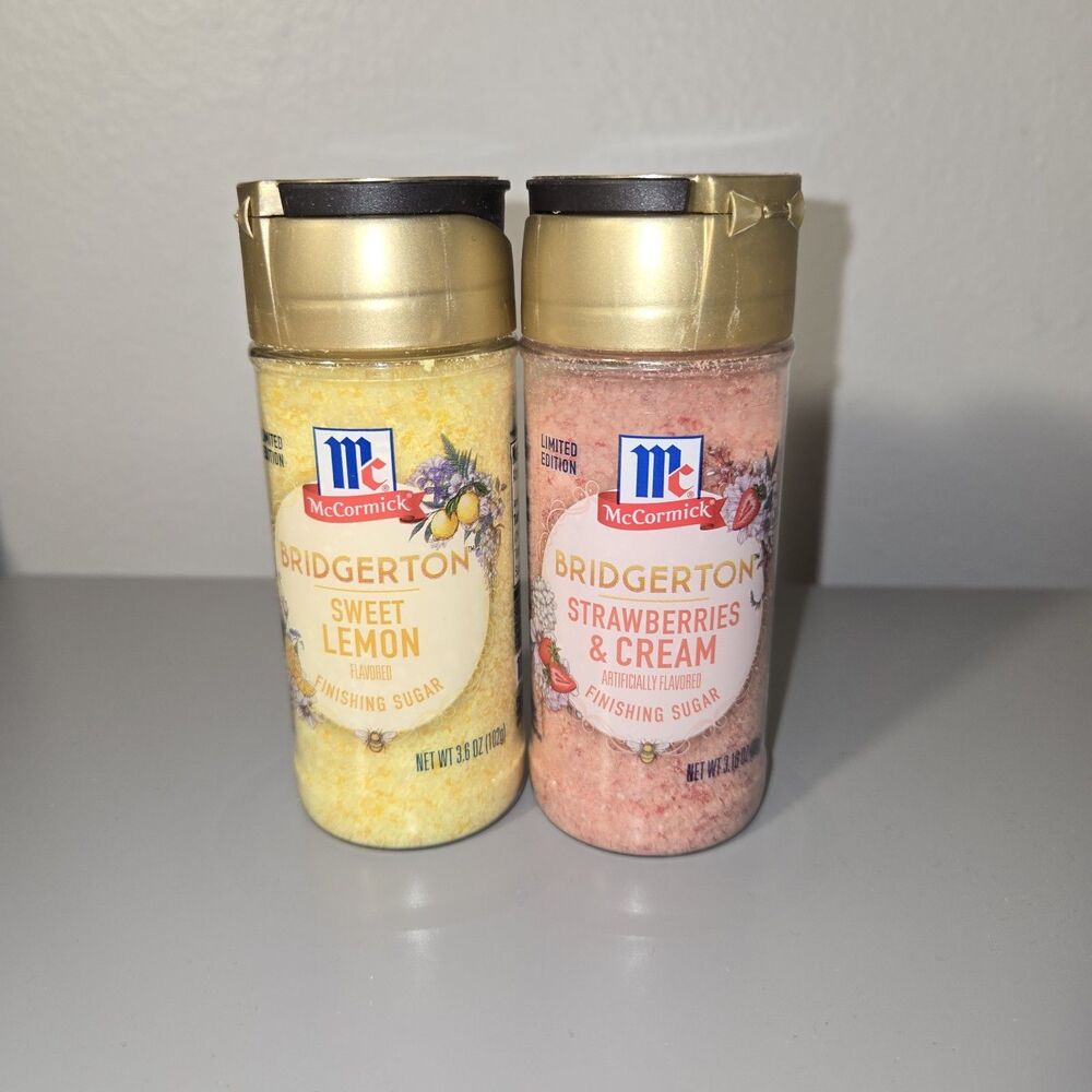 Bridgerton McCormick Sweet Lemon and Strawberries and Cream Finishing Sugar NEW